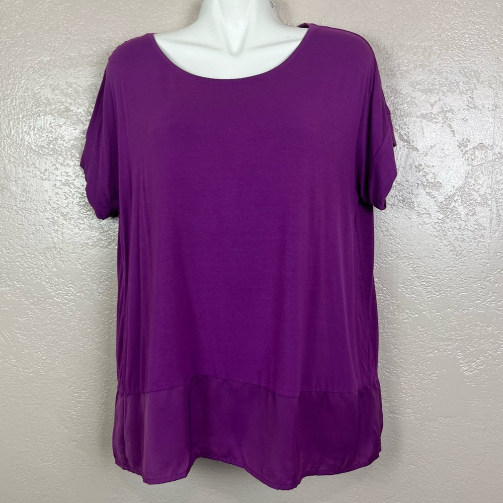 5 for $30 Knit Women short sleeve comfort classic‎ purple crew neck blouse large
